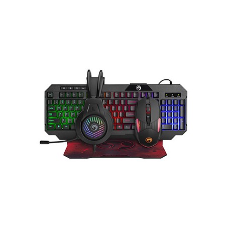 Marvo CM430 US zestaw klawiatura przewodowa (USB) US, czarna mysz dla gracza, podkładka, klawiatura, do gry, membranowa rodzaj p