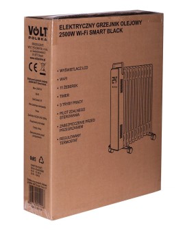Elektryczny grzejnik olejowy 2500W Wi-Fi Czarny 11