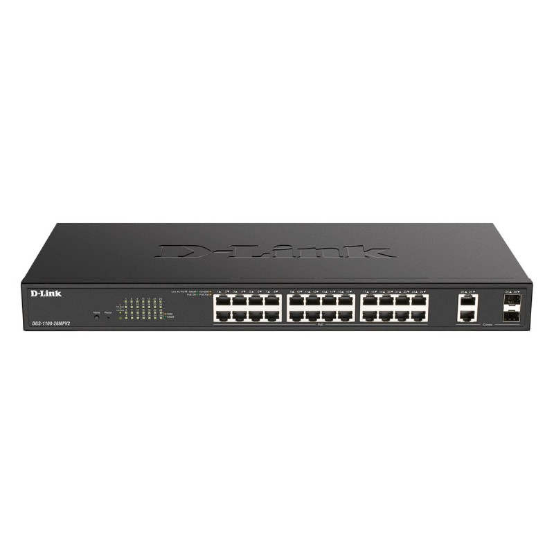 D-Link DGS-1100-26MPV2 łącza sieciowe Zarządzany L2 Gigabit Ethernet (10/100/1000) Obsługa PoE Czarny