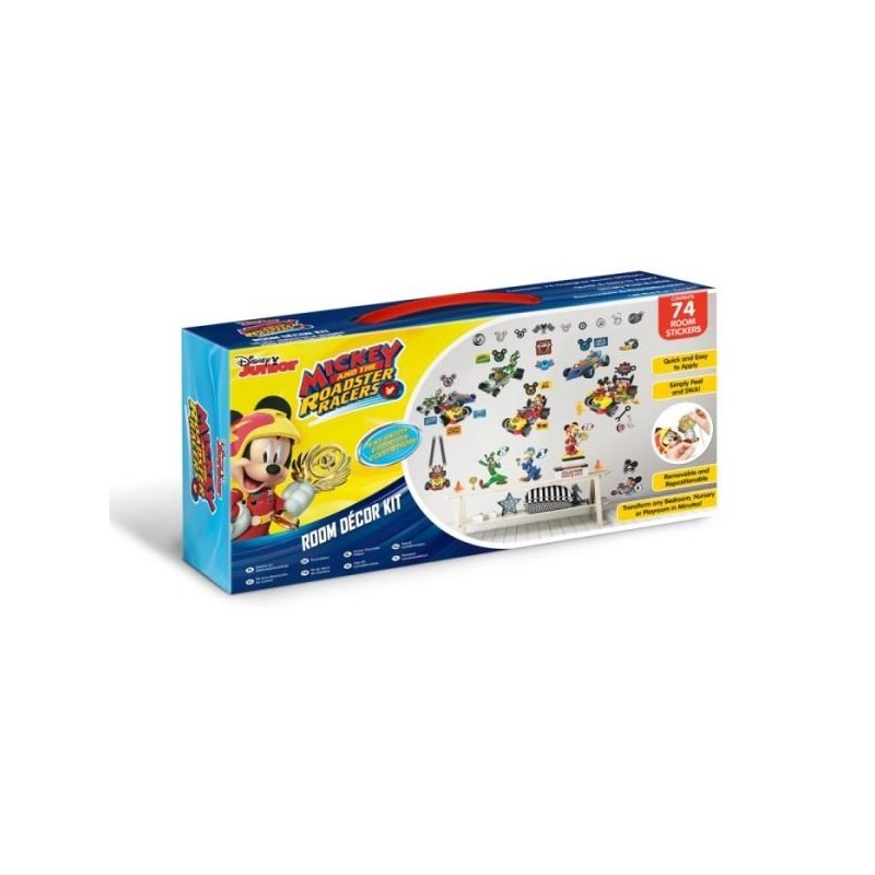 PROMO Zestaw naklejek do dekoracji pokoju Disney Myszka Miki Roadster Racer 45613 34x46cm p12 Walltastic