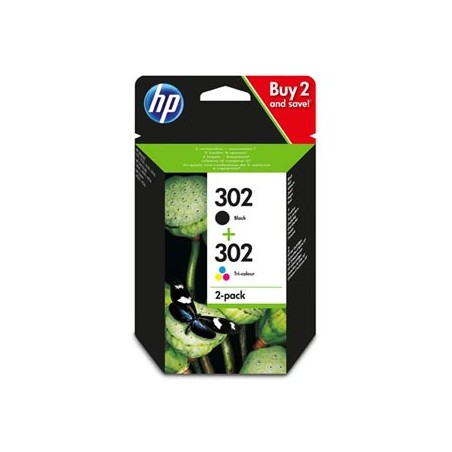 HP oryginalny ink / tusz X4D37AE, HP 302, black/tri-colour, 190 black, 165 tri-colours, 2-pack
