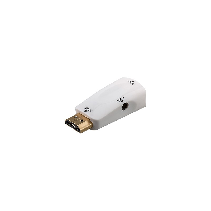 Video adapter, HDMI M - VGA (D-Sub) (F), biały