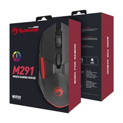 Marvo M291 Mysz przewodowa, czarna, 6400DPI