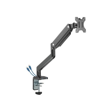 ULTRADESK BRANCH Single Regulowany uchwyt na monitor, czarny, 10KG, mocowanie na zacisk, 17"-32", 75x75/100x100