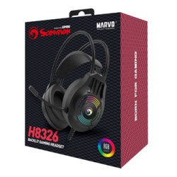 Marvo H8326 słuchawki z mikrofonem, przewodowa, czarna, EOL