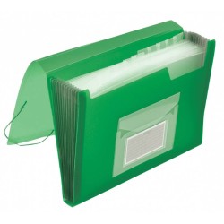 Teczka z gumką rozszerzana A4 Q-CONNECT transparentna zielona PP 12 przegródek